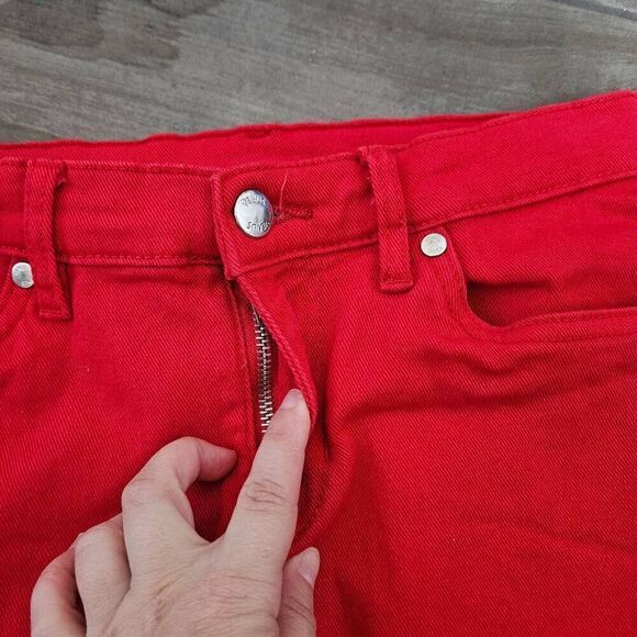 Venus Red Denim Cutoff Shorts - Picture 2 of 8